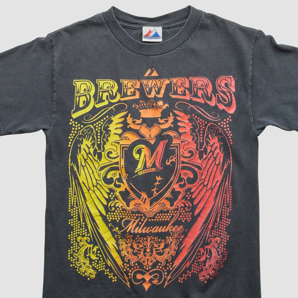 Milwaukee Brewers Majestic 2000s T-Shirt - Black - Vintage T-shirts