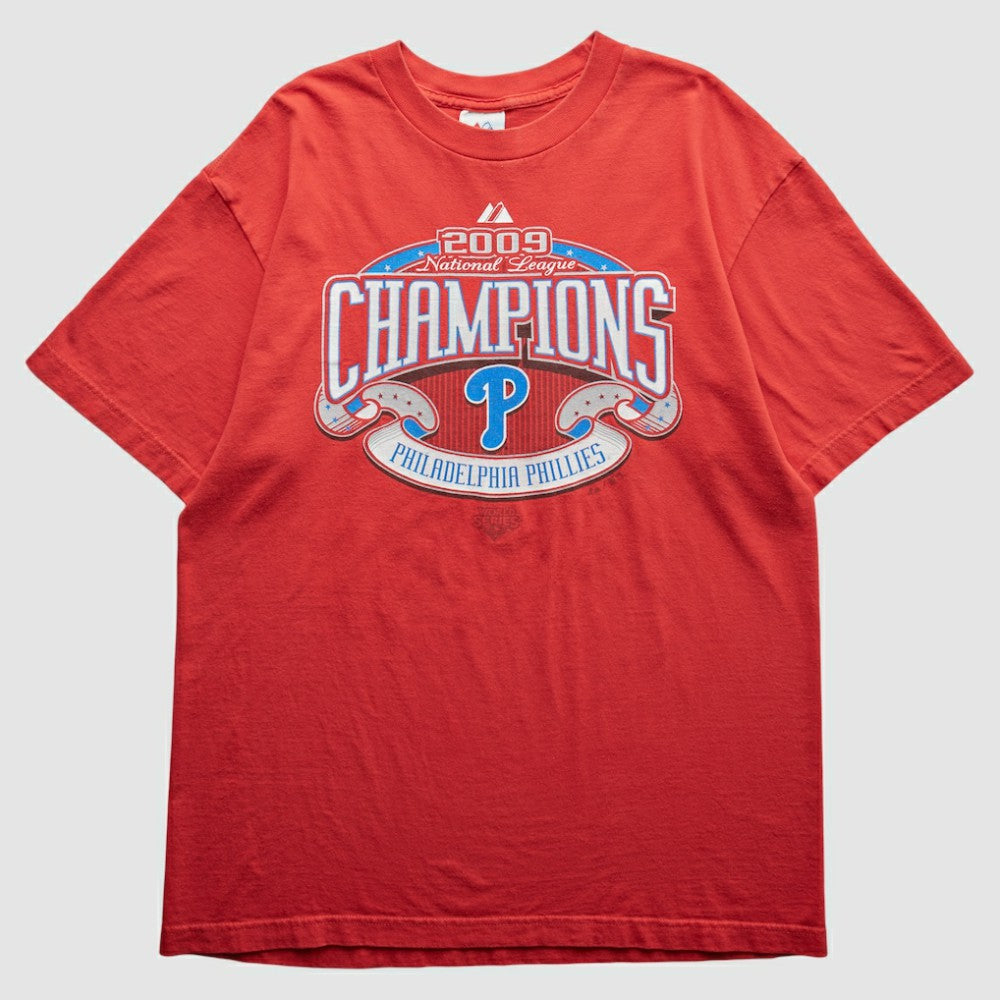 Philadelphia Phillies Majestic 2009 T-Shirt - Red - Vintage T-shirts