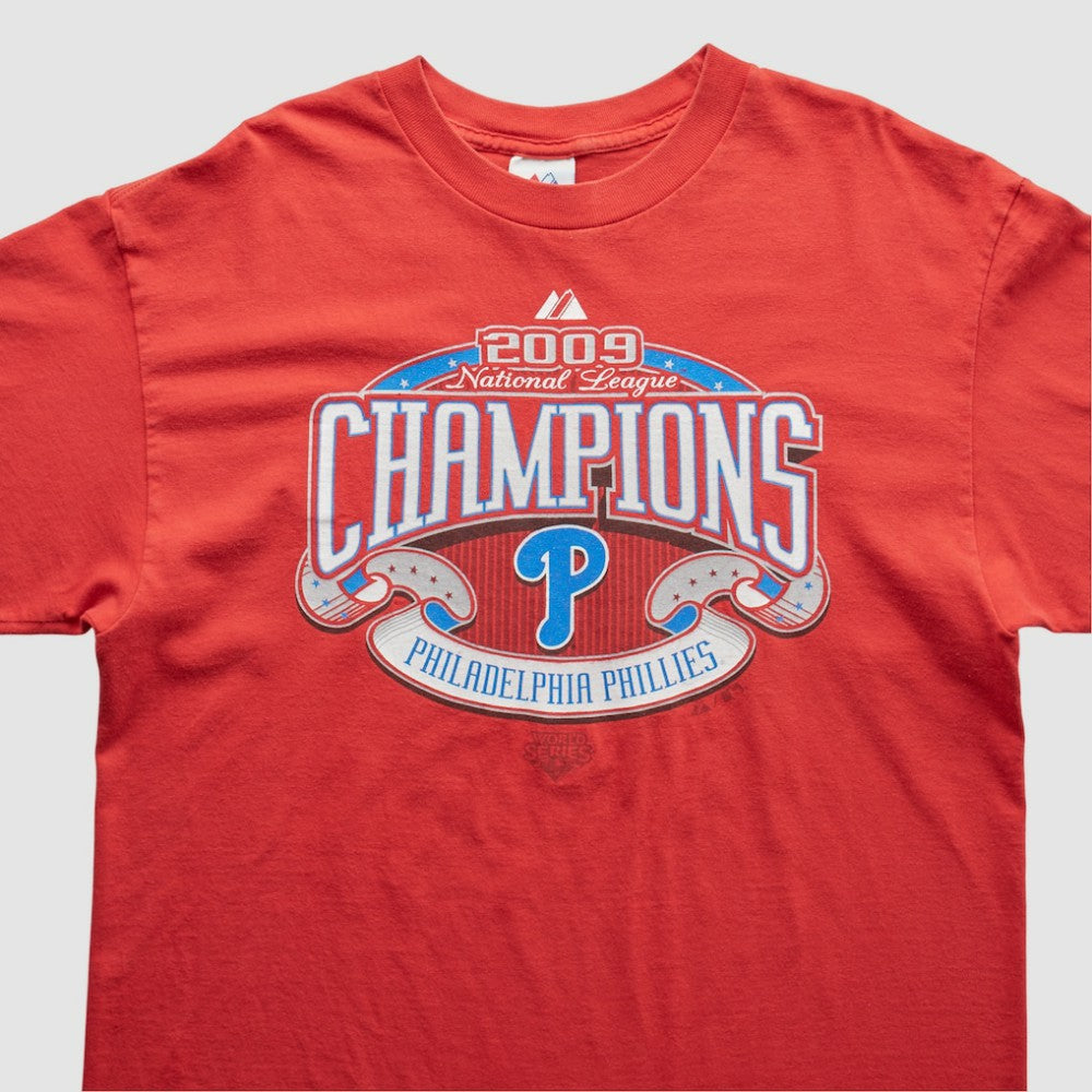Philadelphia Phillies Majestic 2009 T-Shirt - Red - Vintage T-shirts