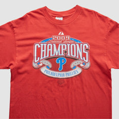 Philadelphia Phillies Majestic 2009 T-Shirt - Red - Vintage T-shirts