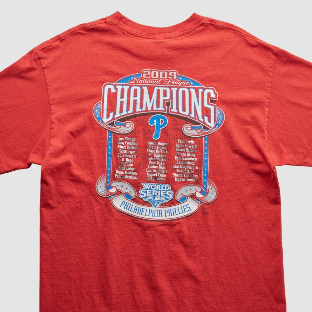 Philadelphia Phillies Majestic 2009 T-Shirt - Red - Vintage T-shirts