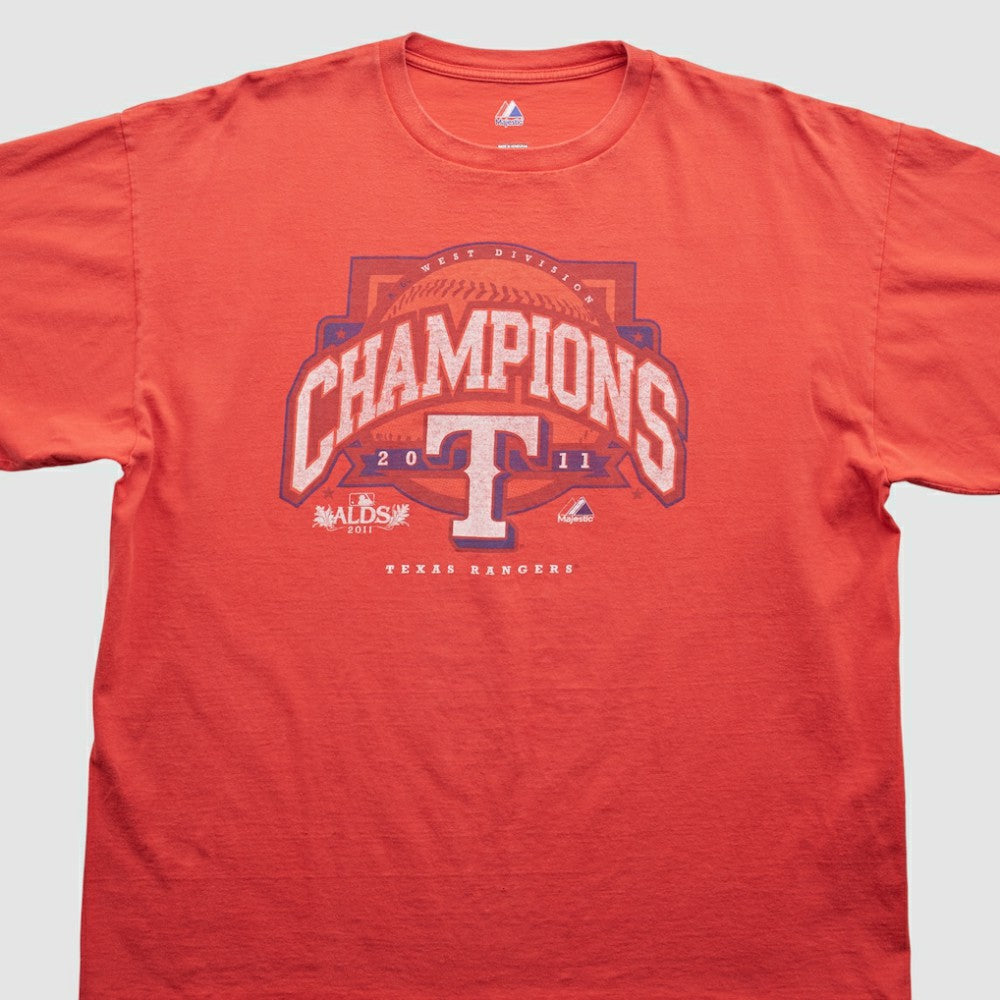 Texas Rangers Majestic 2011 T-Shirt - Red - 2XVintage T-shirts