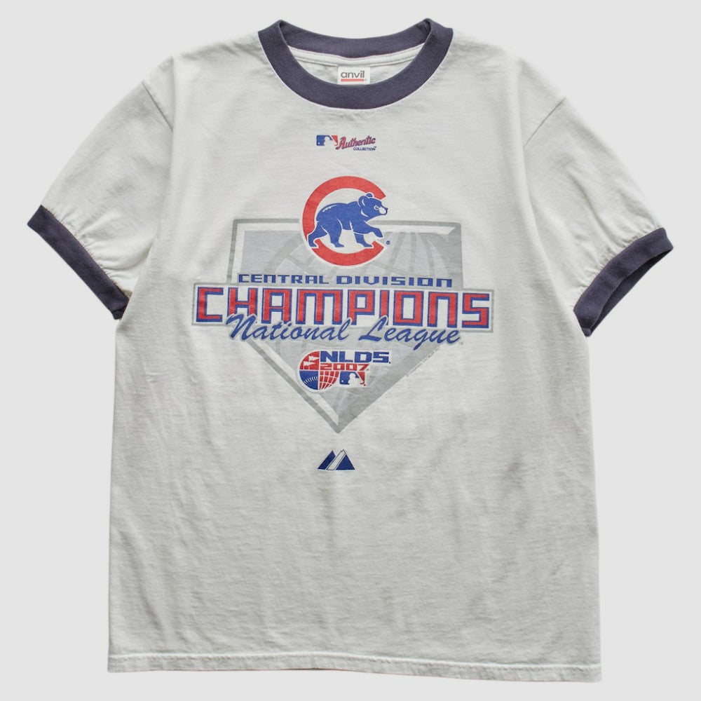 Chicago Cubs Majestic 2007 T-Shirt - White - Vintage T-shirts