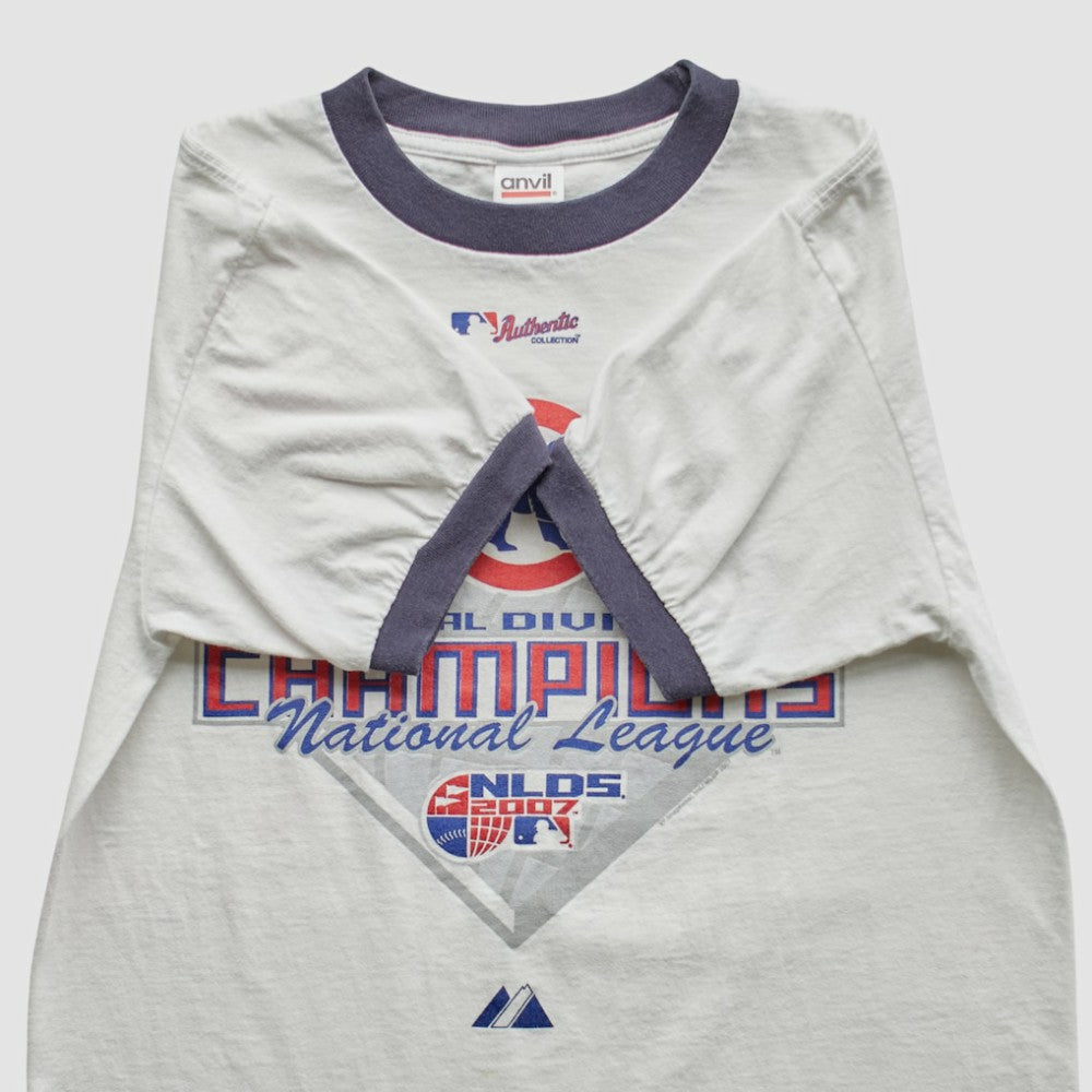 Chicago Cubs Majestic 2007 T-Shirt - White - Vintage T-shirts