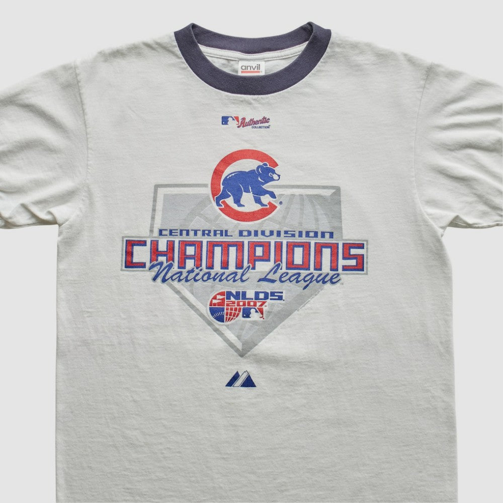Chicago Cubs Majestic 2007 T-Shirt - White - Vintage T-shirts