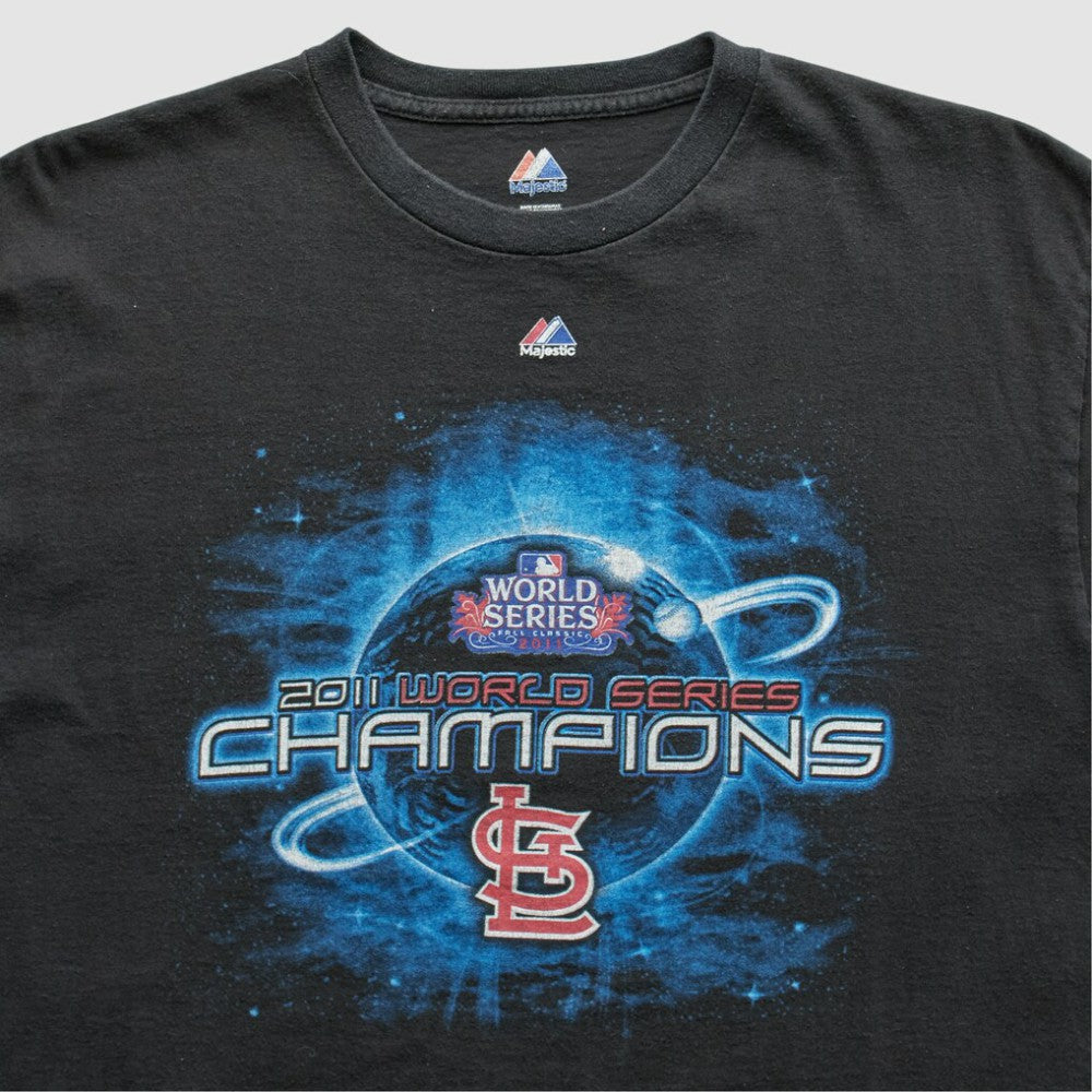 St. Louis Cardinals Majestic 2011 T-Shirt - Black - Vintage T-shirts