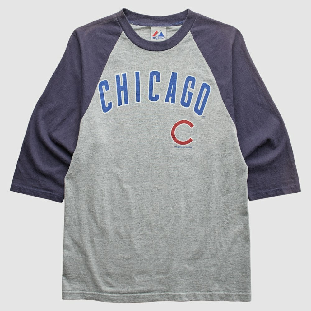 Chicago Cubs Majestic 2008 T-Shirt - Heather Gray - Vintage T-shirts