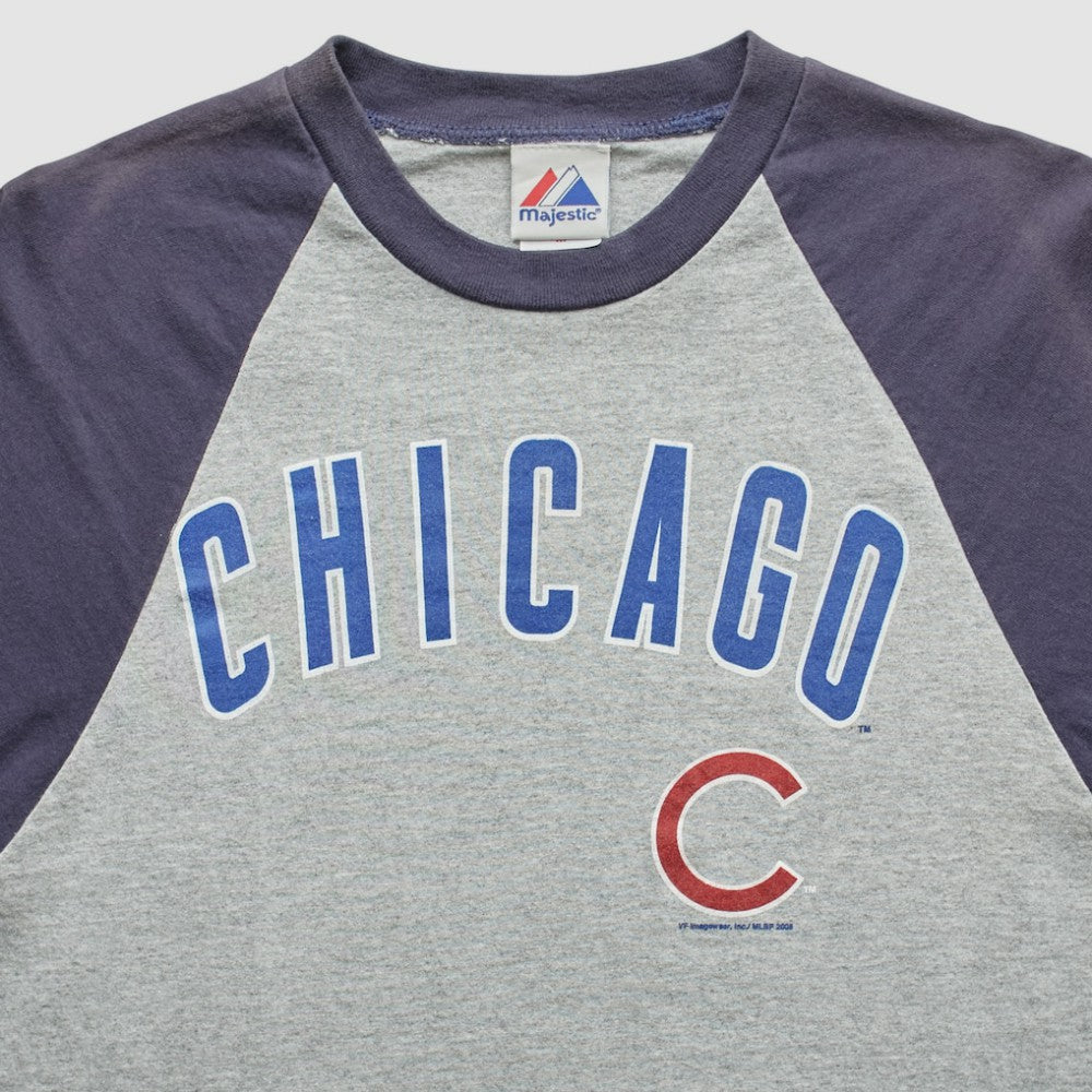 Chicago Cubs Majestic 2008 T-Shirt - Heather Gray - Vintage T-shirts