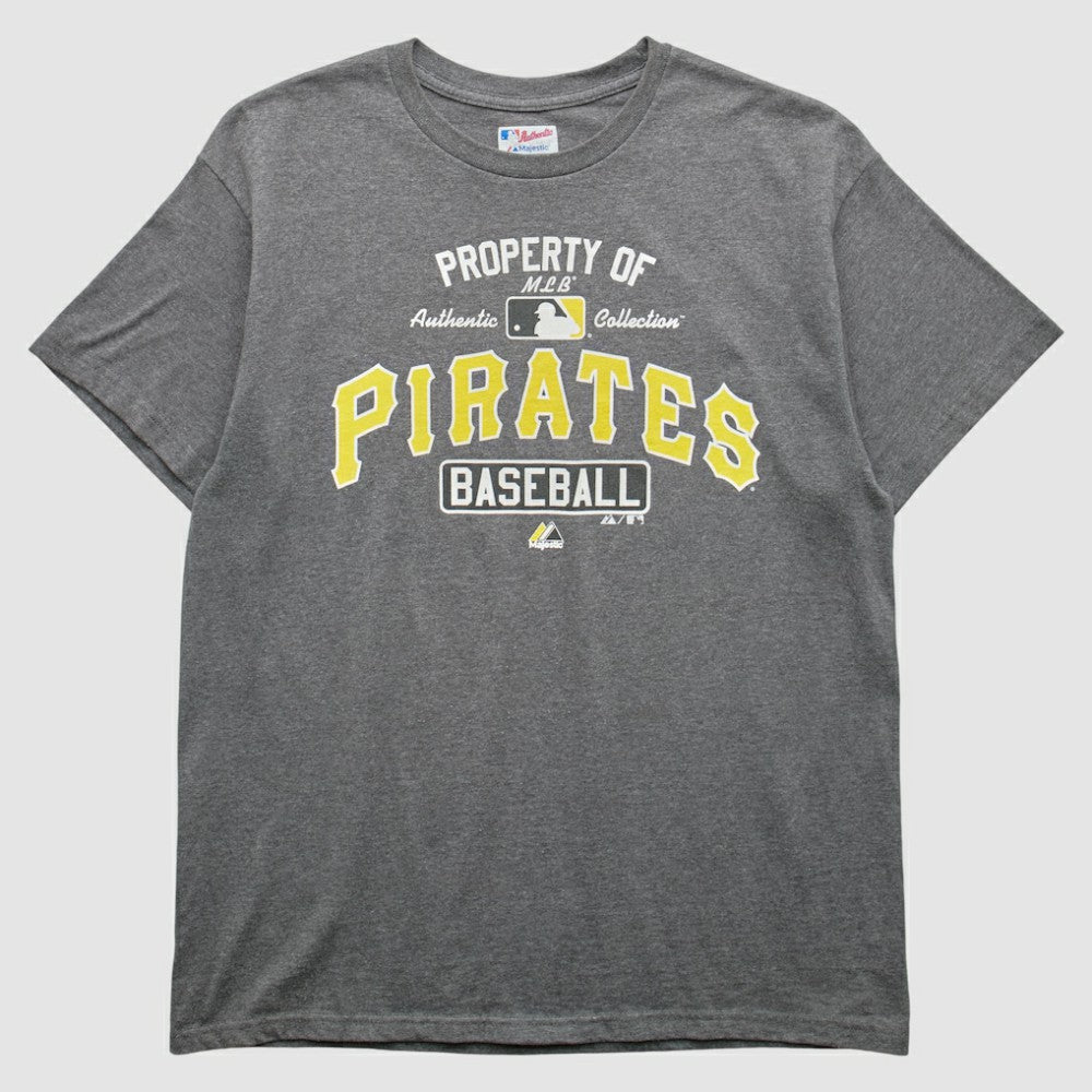 Pittsburgh Pirates Majestic 2000s T-Shirt - Gray - Vintage T-shirts