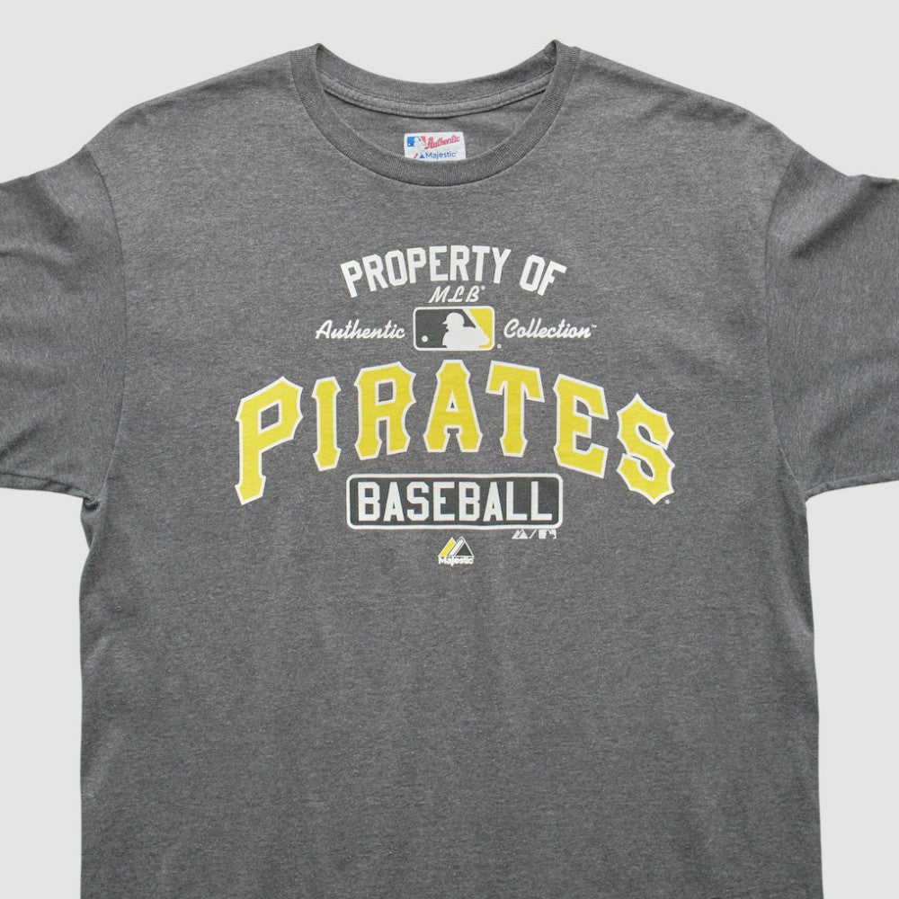 Pittsburgh Pirates Majestic 2000s T-Shirt - Gray - Vintage T-shirts