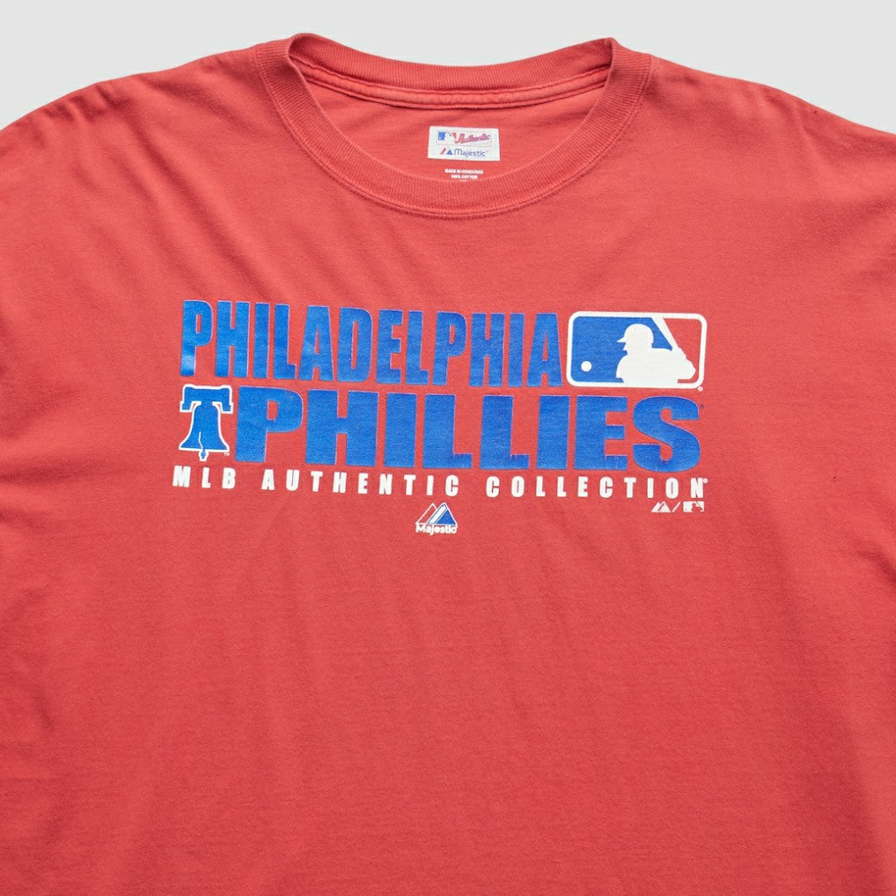 Philadelphia Phillies Majestic 2000s T-Shirt - Red - 2XVintage T-shirts