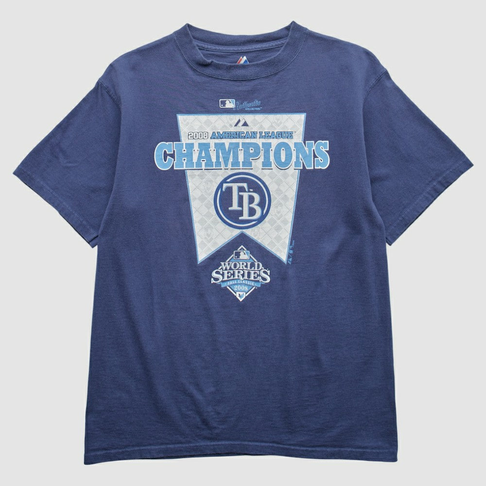 Tampa Bay Rays Majestic 2008 T-Shirt - Blue - Vintage T-shirts