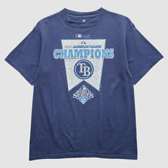 Tampa Bay Rays Majestic 2008 T-Shirt - Blue - Vintage T-shirts