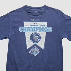 Tampa Bay Rays Majestic 2008 T-Shirt - Blue - Vintage T-shirts