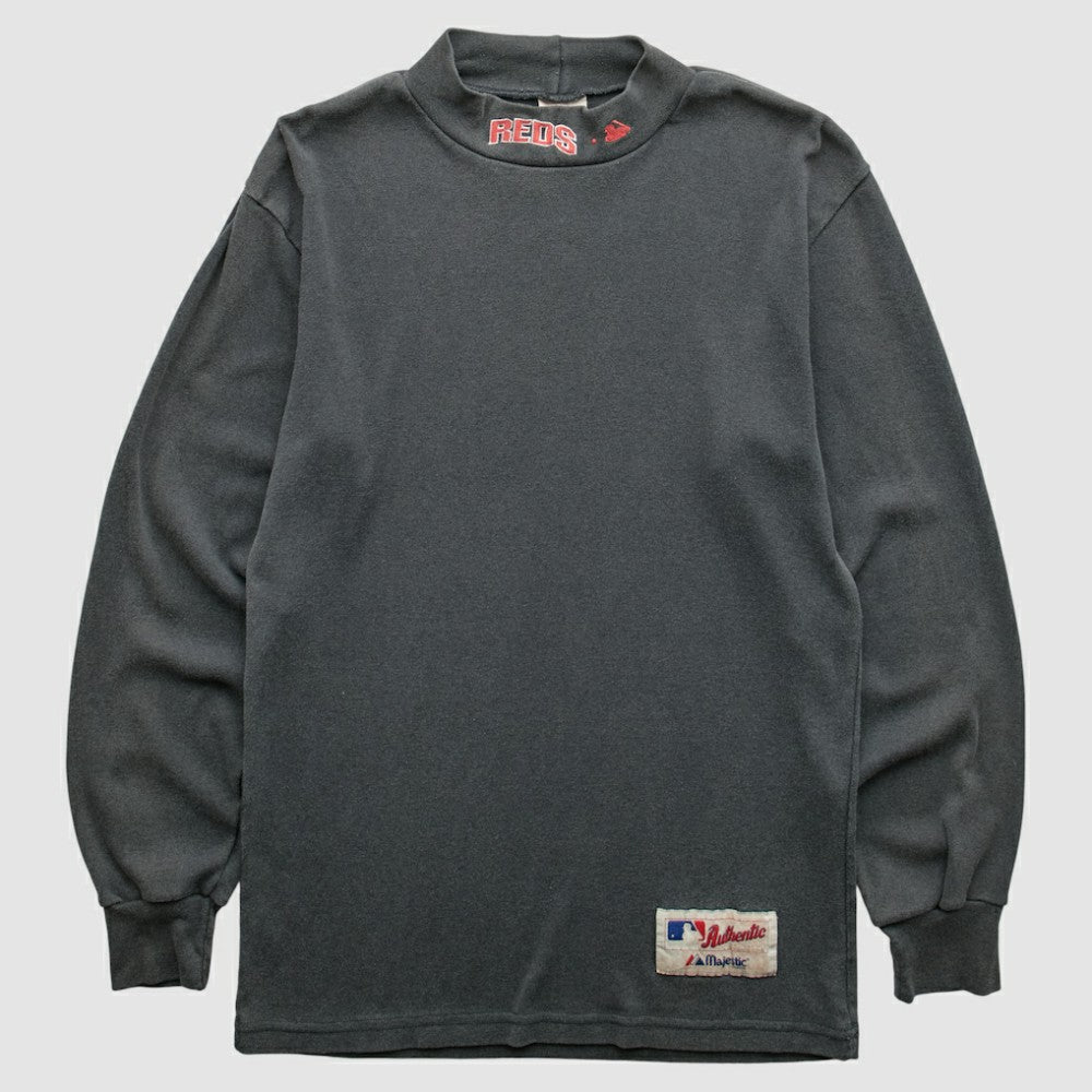 Cincinnati Reds Majestic 90s Pullover Sweatshirt - Gray - XVintage Pullover