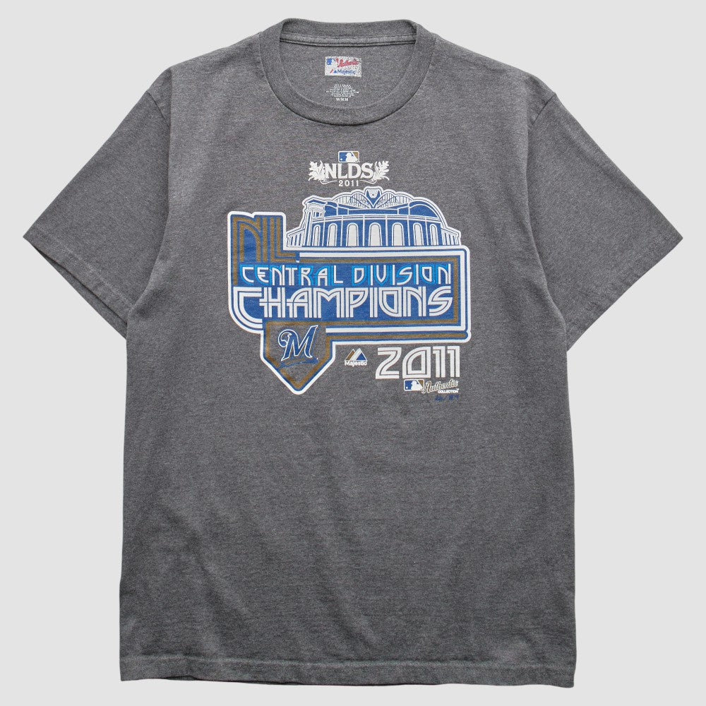 Milwaukee Brewers Majestic 2011 T-Shirt - Gray - Vintage T-shirts
