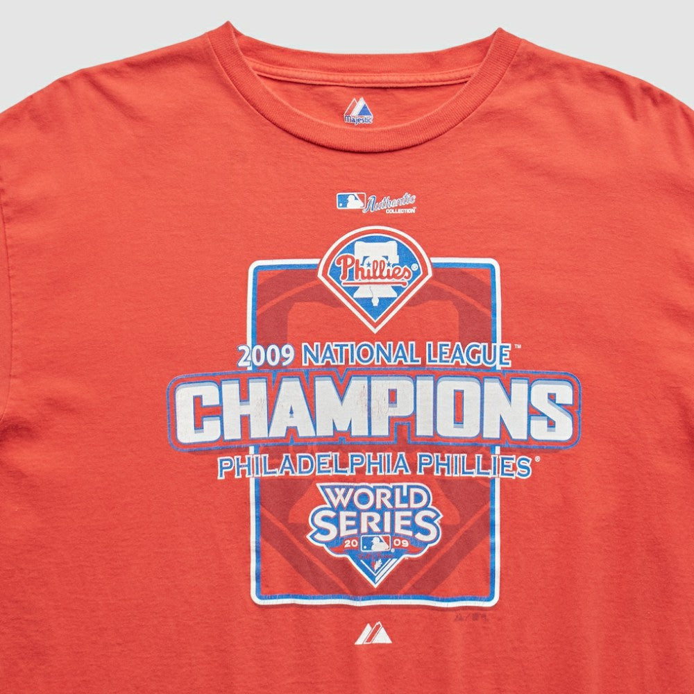 Philadelphia Phillies Majestic 2009 T-Shirt - Red - XVintage T-shirts