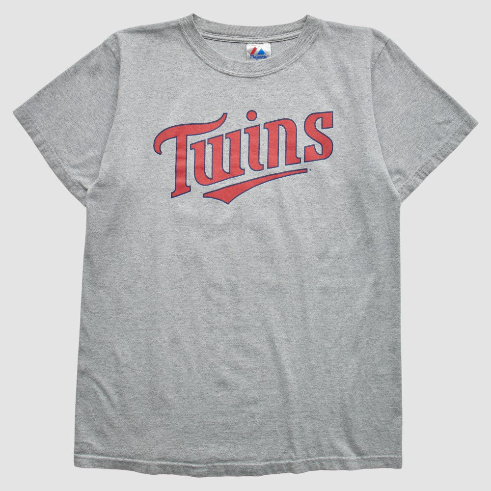Minnesota Twins Majestic 2000s T-Shirt - Gray - Vintage T-shirts
