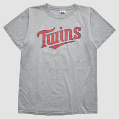 Minnesota Twins Majestic 2000s T-Shirt - Gray - Vintage T-shirts