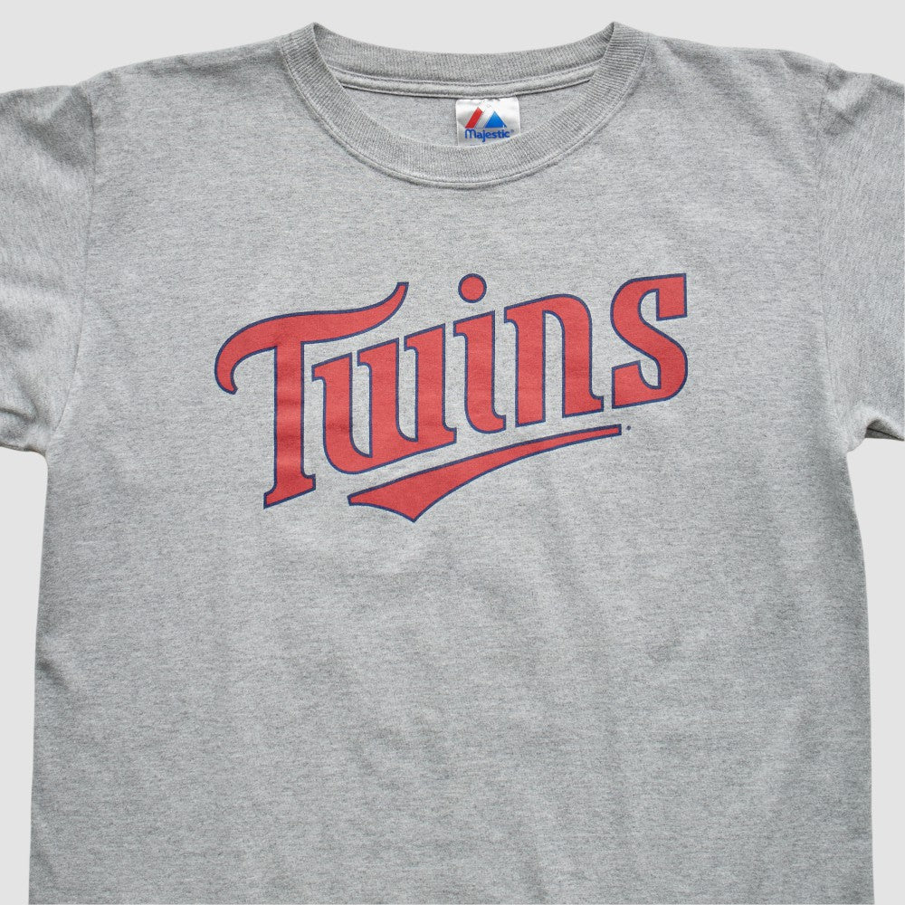 Minnesota Twins Majestic 2000s T-Shirt - Gray - Vintage T-shirts