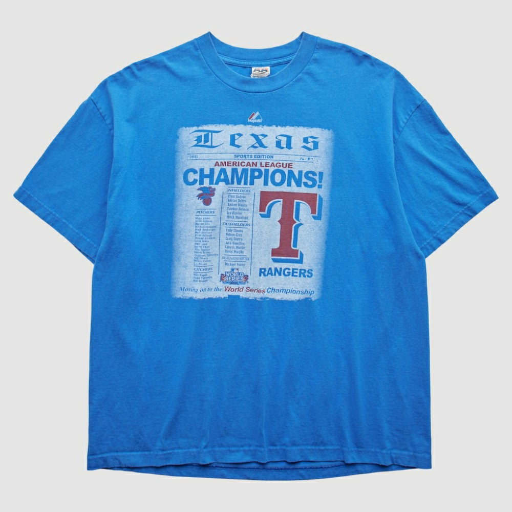 Texas Rangers Majestic 2011 T-Shirt - Blue - 2XVintage T-shirts
