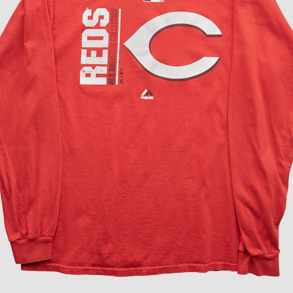 Cincinnati Reds Majestic 2000s T-Shirt - Red - Vintage T-shirts