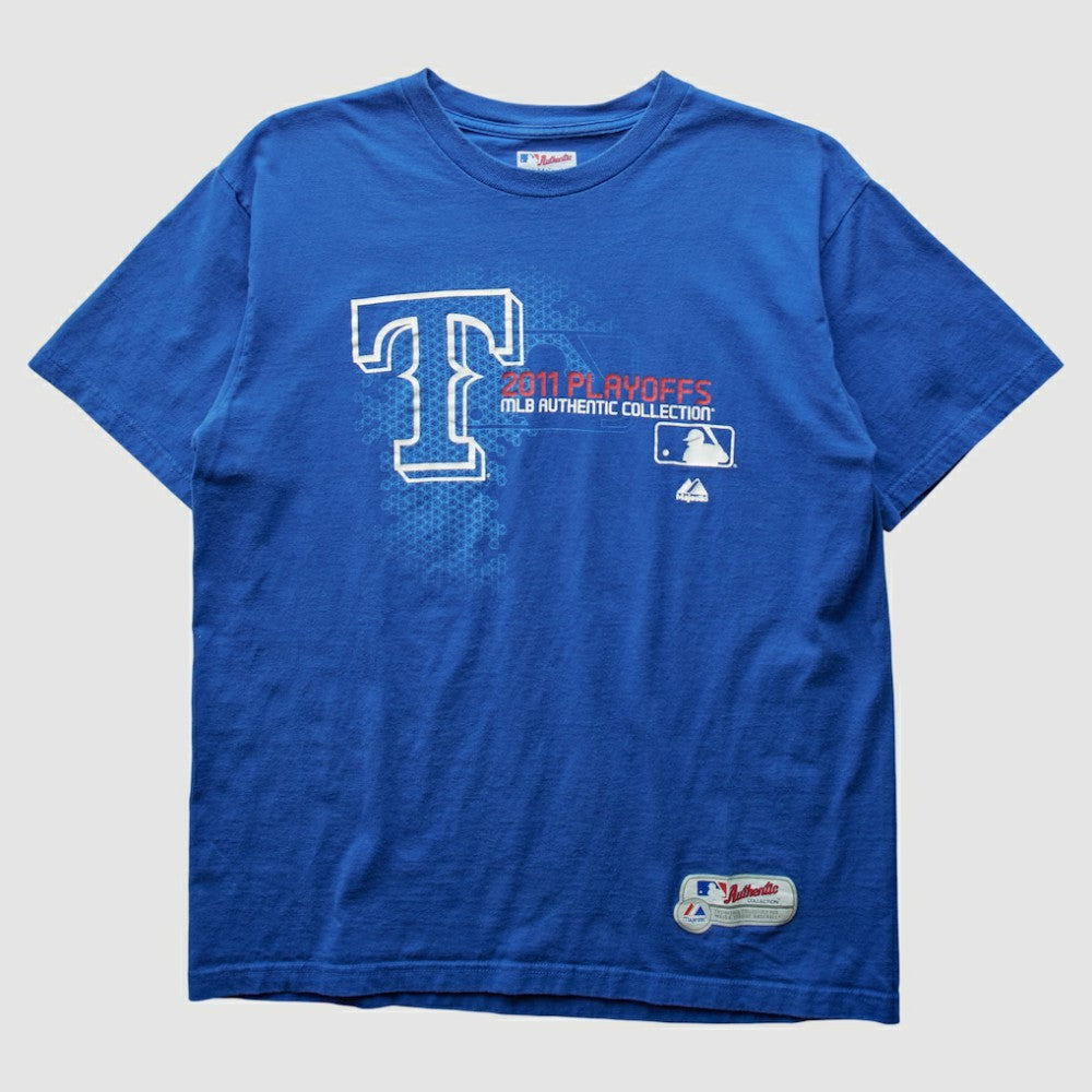 Texas Rangers Majestic 2011 T-Shirt - Blue - Vintage T-shirts