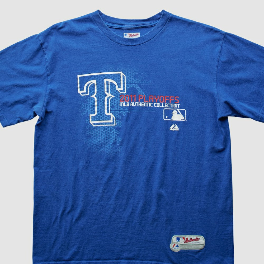 Texas Rangers Majestic 2011 T-Shirt - Blue - Vintage T-shirts