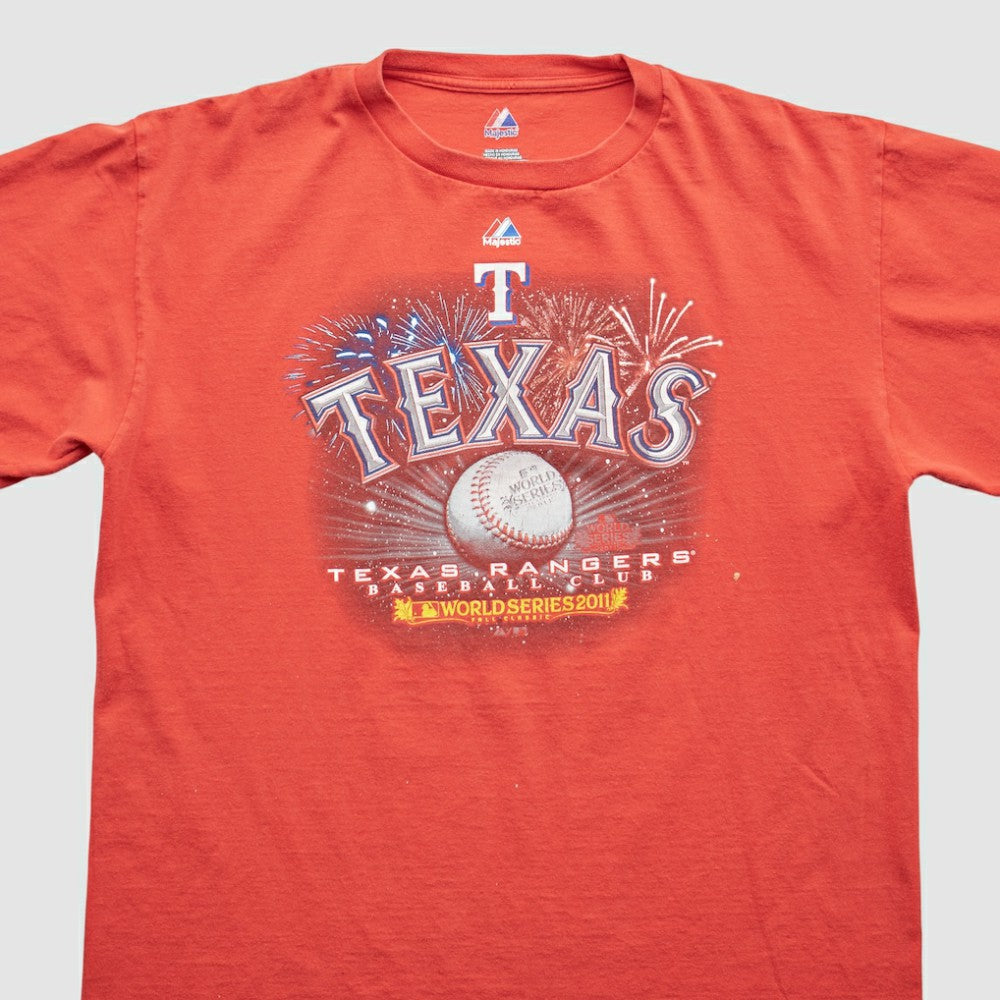 Texas Rangers Majestic 2011 T-Shirt - Red - Vintage T-shirts