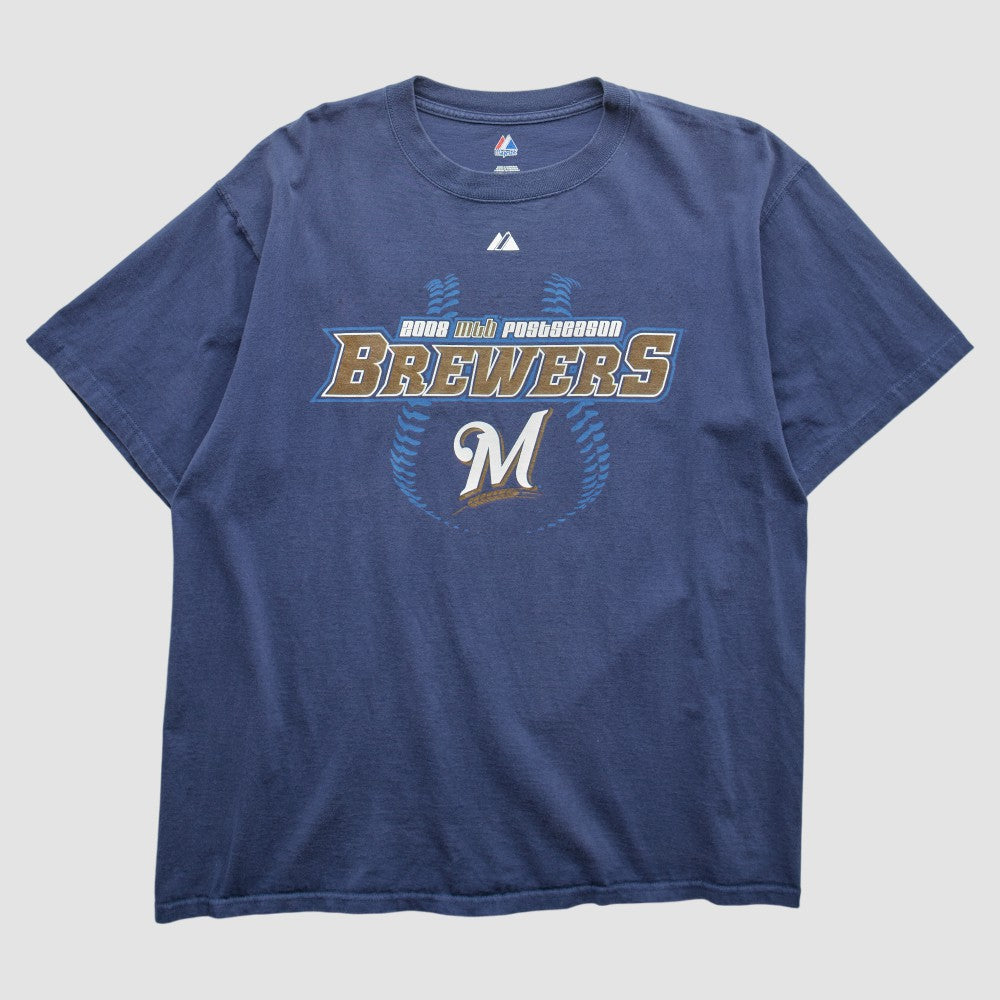 Milwaukee Brewers 2008 T-Shirt - Navy - XVintage T-shirts