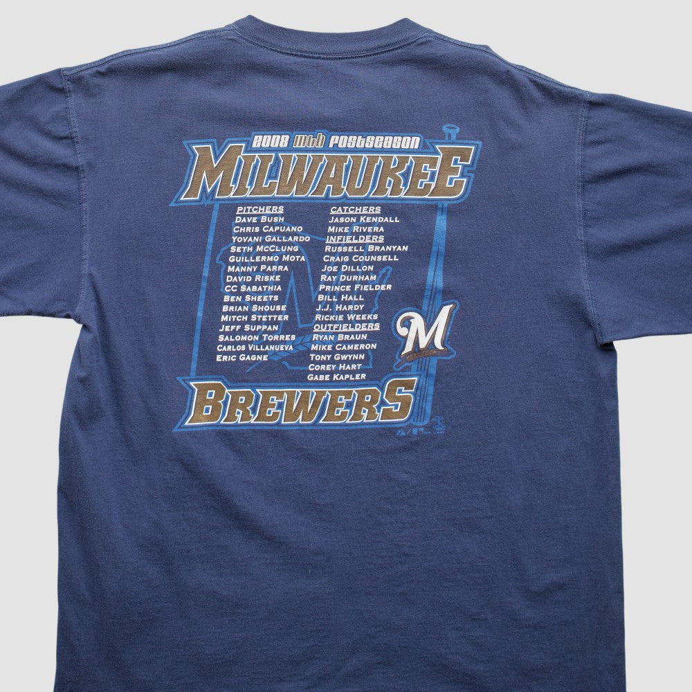 Milwaukee Brewers 2008 T-Shirt - Navy - XVintage T-shirts