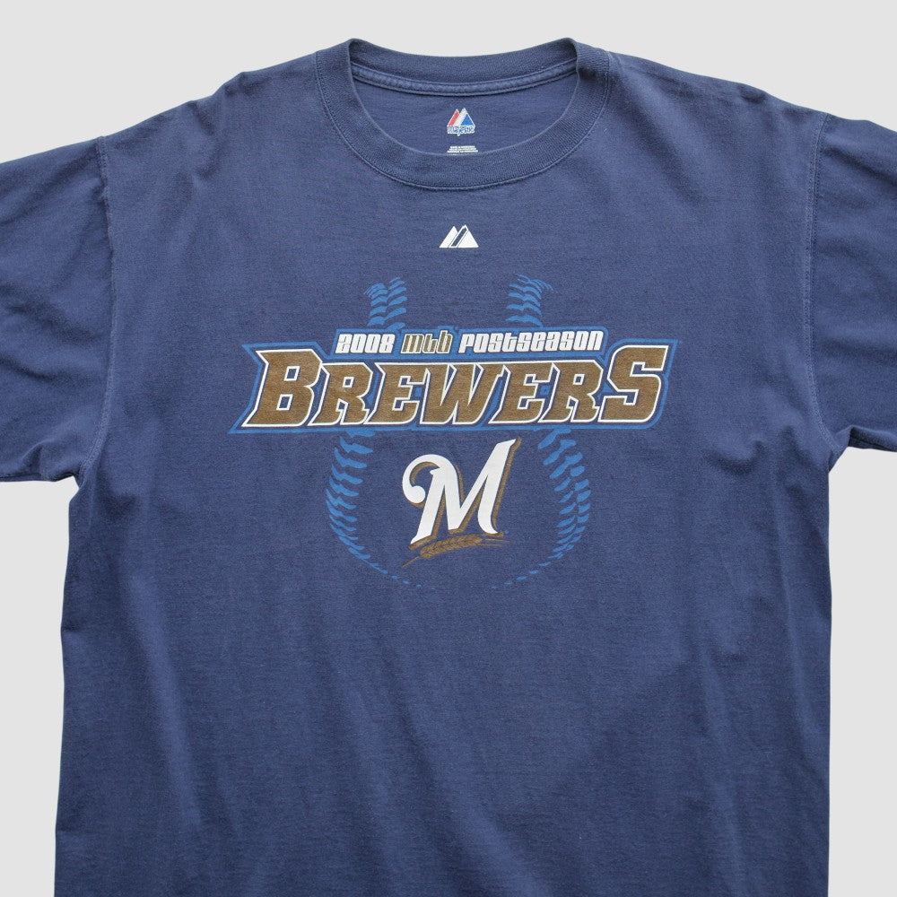 Milwaukee Brewers 2008 T-Shirt - Navy - XVintage T-shirts
