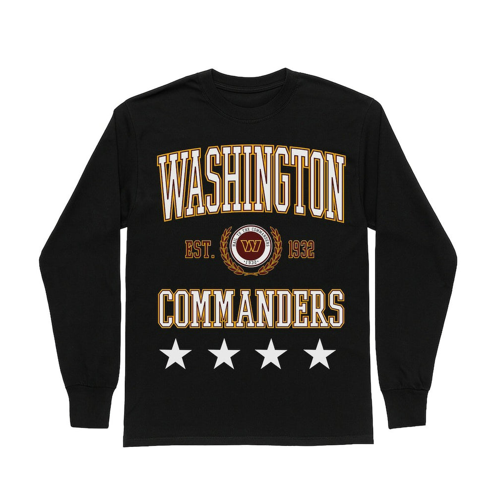 Washington Commanders Gameday Couture Women's Oversized Everyday Star Long Sleeve T-Shirt - Black T-shirts