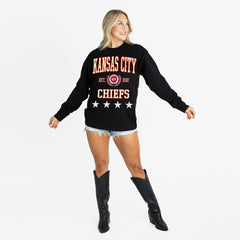 Kansas City Chiefs Gameday Couture Women's Oversized Everyday Star Long Sleeve T-Shirt - Black T-shirts