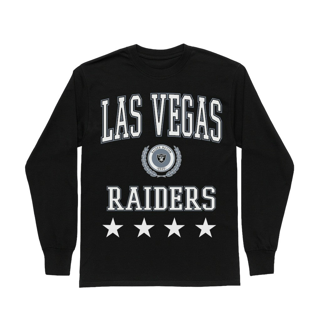 Las Vegas Raiders Gameday Couture Women's Oversized Everyday Star Long Sleeve T-Shirt - Black T-shirts