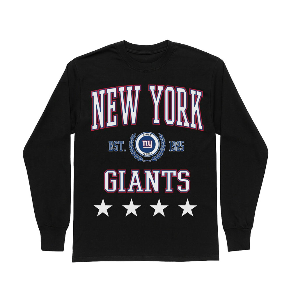 New York Giants Gameday Couture Women's Oversized Everyday Star Long Sleeve T-Shirt - Black T-shirts