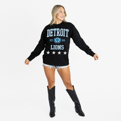 Detroit Lions Gameday Couture Women's Oversized Everyday Star Long Sleeve T-Shirt - Black T-shirts