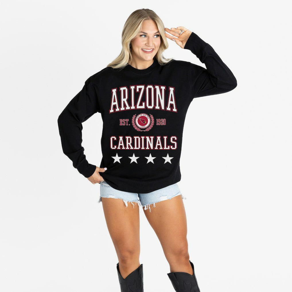Arizona Cardinals Gameday Couture Women's Oversized Everyday Star Long Sleeve T-Shirt - Black T-shirts