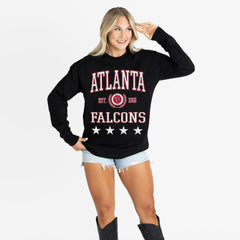 Atlanta Falcons Gameday Couture Women's Oversized Everyday Star Long Sleeve T-Shirt - Black T-shirts