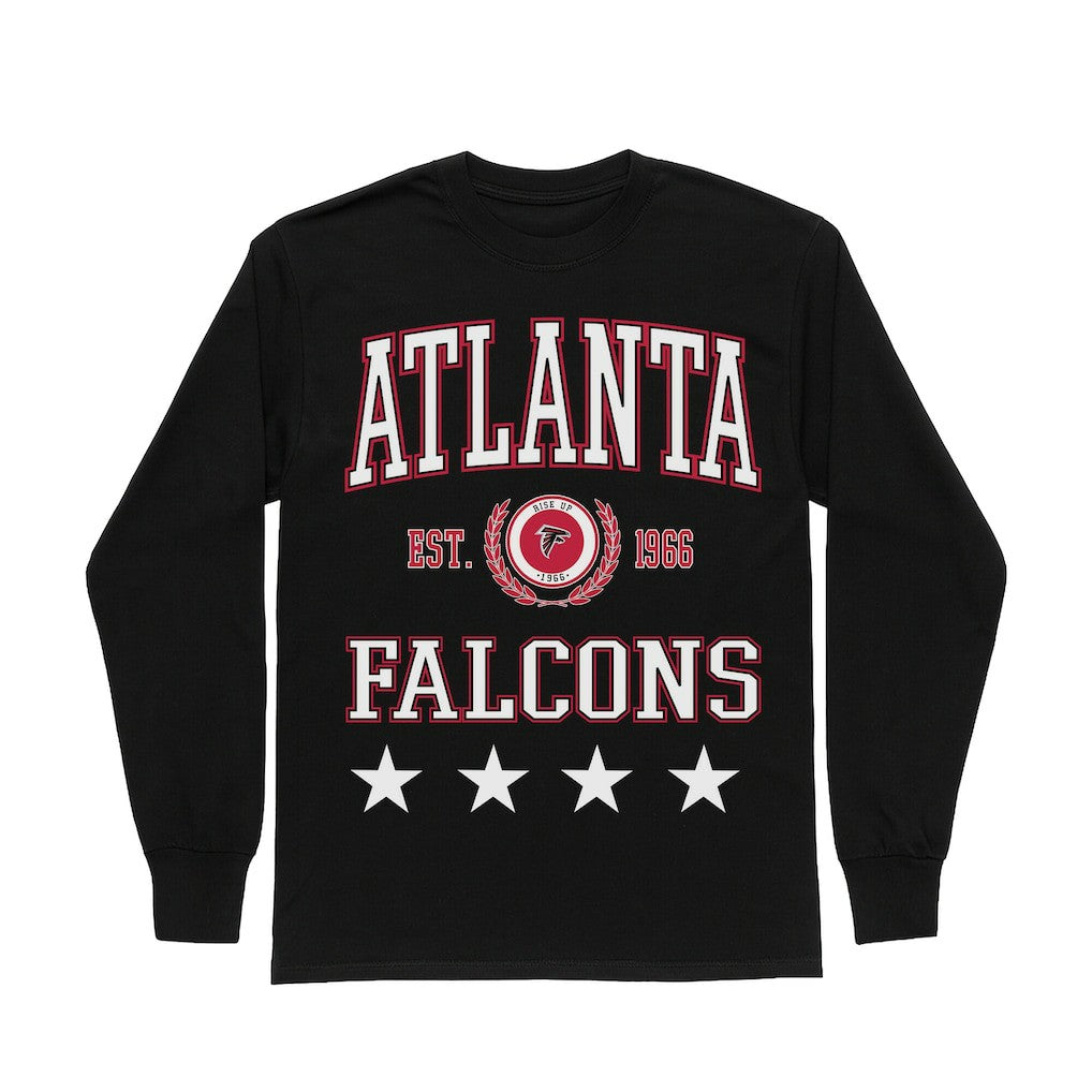 Atlanta Falcons Gameday Couture Women's Oversized Everyday Star Long Sleeve T-Shirt - Black T-shirts