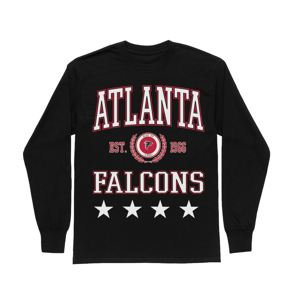 Atlanta Falcons Gameday Couture Women's Oversized Everyday Star Long Sleeve T-Shirt - Black T-shirts