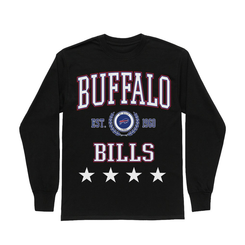 Buffalo Bills Gameday Couture Women's Oversized Everyday Star Long Sleeve T-Shirt - Black T-shirts