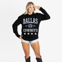 Dallas Cowboys Gameday Couture Women's Oversized Everyday Star Long Sleeve T-Shirt - Black T-shirts