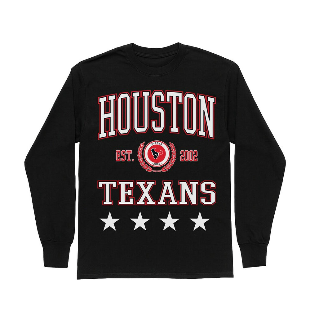 Houston Texans Gameday Couture Women's Oversized Everyday Star Long Sleeve T-Shirt - Black T-shirts