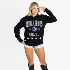 Indianapolis Colts Gameday Couture Women's Oversized Everyday Star Long Sleeve T-Shirt - Black T-shirts