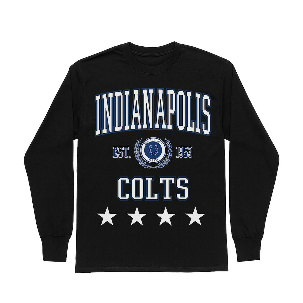 Indianapolis Colts Gameday Couture Women's Oversized Everyday Star Long Sleeve T-Shirt - Black T-shirts