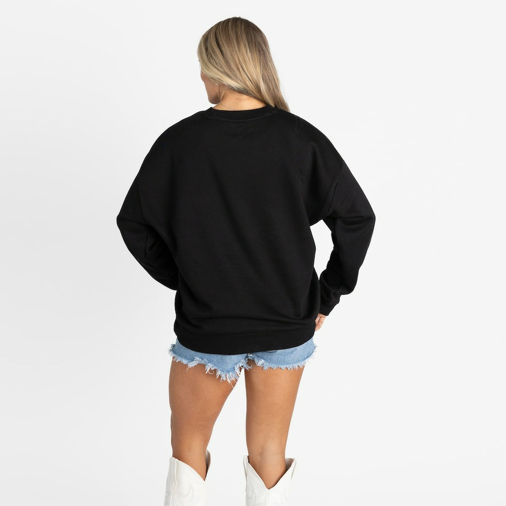Baltimore Ravens Gameday Couture Women's Oversized Level Up Black Label Premium Fleece Sweatshirt - Black Sweatshirts