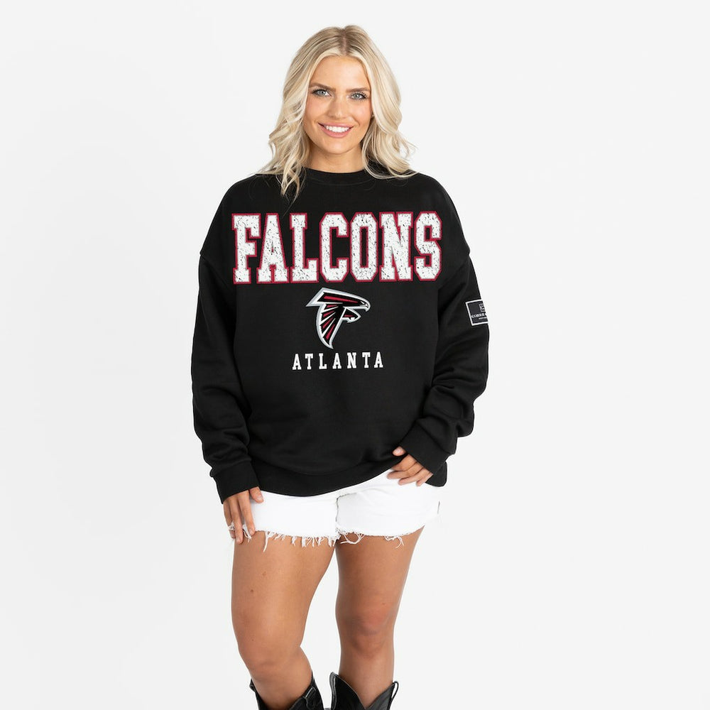 Atlanta Falcons Gameday Couture Women's Oversized Level Up Black Label Premium Fleece Sweatshirt - Black Sweatshirts