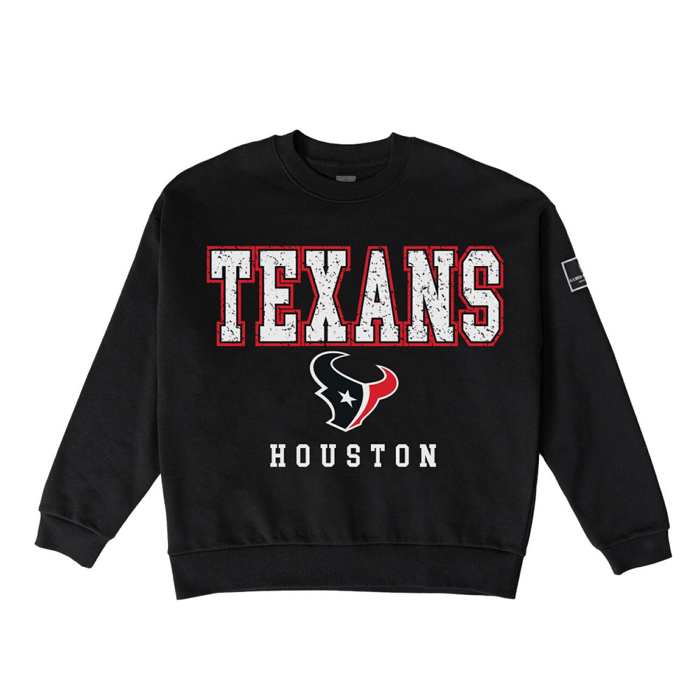Houston Texans Gameday Couture Women's Oversized Level Up Black Label Premium Fleece Sweatshirt - Black Sweatshirts