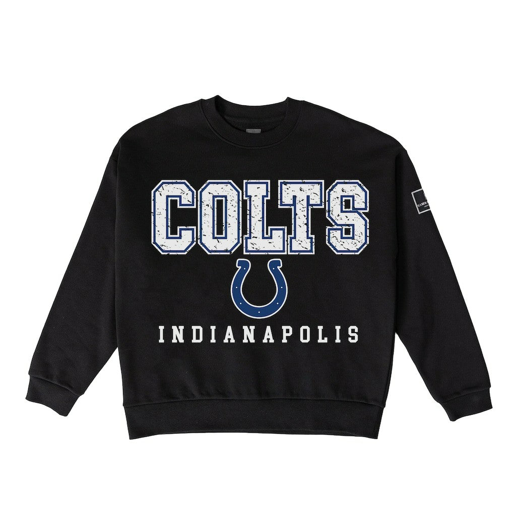 Indianapolis Colts Gameday Couture Women's Oversized Level Up Black Label Premium Fleece Sweatshirt - Black Sweatshirts